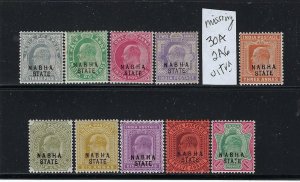 INDIA- NABHA- SCOTT #27-30 (NO #30A)31-36 1903-09 EDWARD VII PARTIAL SET MH