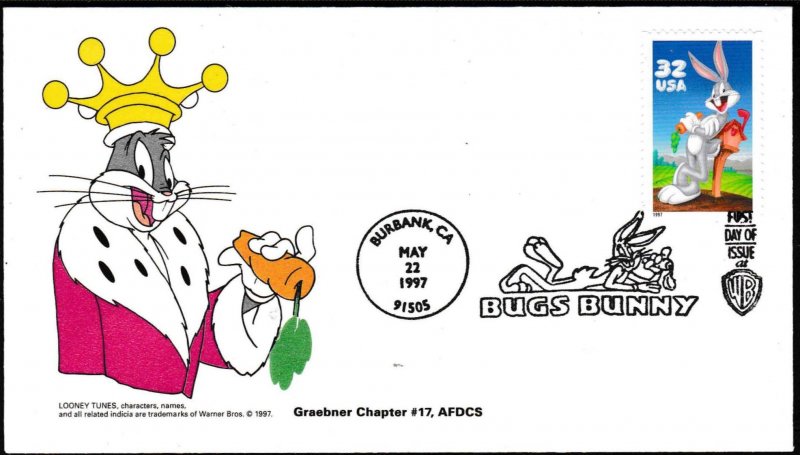 United States 1997 Scott 3137 Bugs Bunny Lot of Two (2) FDC   Clean U/A