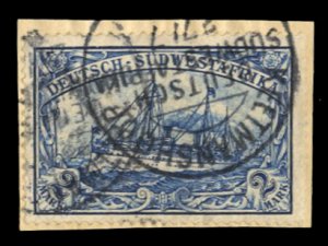 German Colonies, German South West Africa #23 Cat$35, 1901 2m blue, used on p...