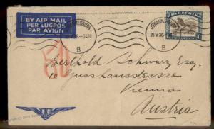 South Africa Greece 1936 Incoming Austria Rohrpost Pneumatic Cover 88938
