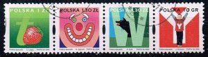 Poland 2010,Sc.#2836b,g, l,m used se-tenant of s./s., Polish alphabet