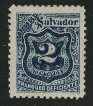 El Salvador Scott J26 MH* 1897 Postage due stamp