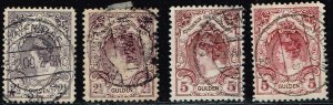 Netherlands 1902,Sc.#84 + 85 used. Princess Wilhelmina stamp. diff. perf..cv.€18