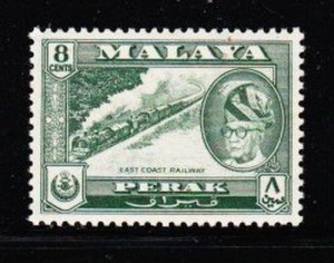 Album Treasures Malaya - Perak Scott # 131  8c East Coast Railway  Mint Hinged