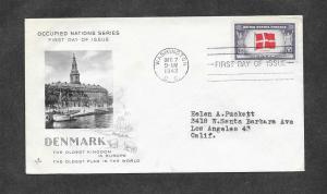 U S 920 FDC Occupied Nations Denmark!