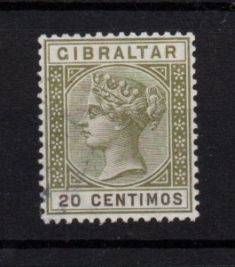 Gibraltar 1896 20c olive green fine used SG24 WS37313