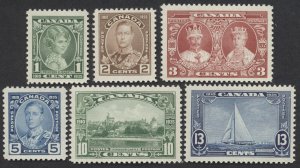 Canada #211-216  George V Silver Jubilee Set VF Mint Never Hinged