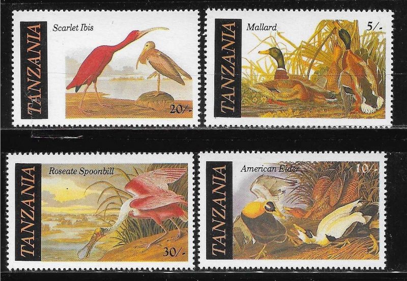 Tanzania 1986 Audubon Birds Sc 306-309 MNH A2274