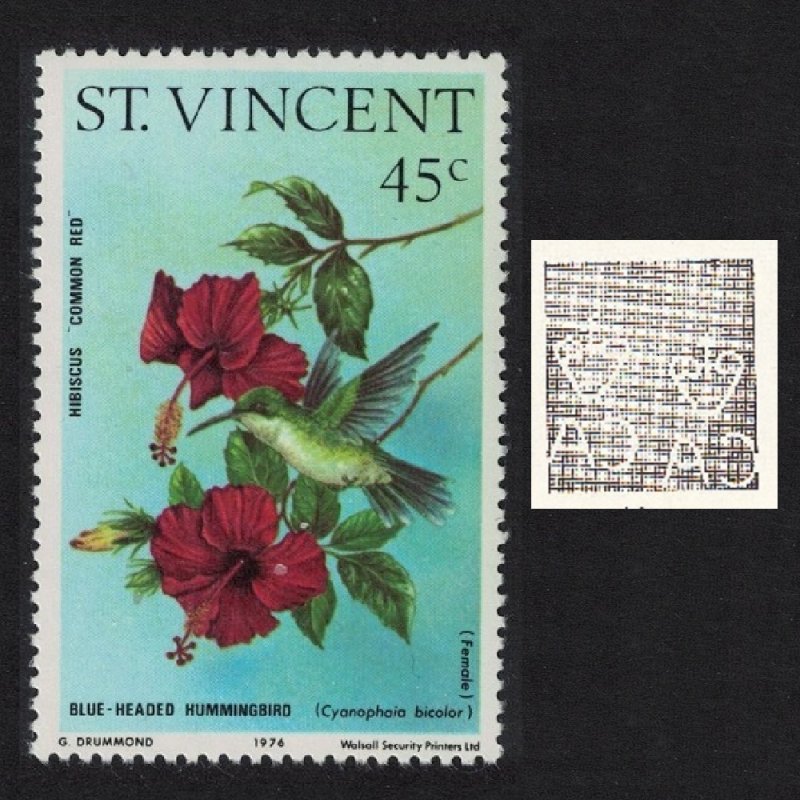 St. Vincent Hummingbird Hibiscus Watermark var 1976 MNH SC#468A SG#490w