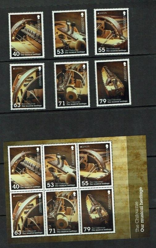 Guernsey: 2014 Europa, National Musical Instruments, MNH set + M/S