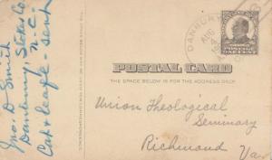 United States North Carolina Danbury 1909 doane 3/3  Postal Card  Small creas...