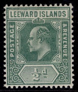 LEEWARD ISLANDS EDVII SG37, ½d dull green, LH MINT.