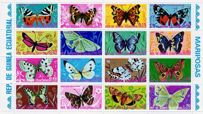 Equatorial Guinea 1975 Butterflies Shlt  (16) MNH Mi 736/751