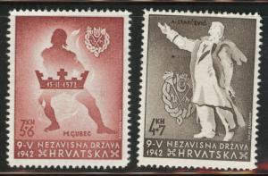 Croatia Scott B16-17 MH* 1942 set