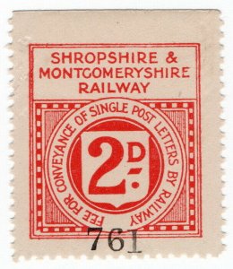 (I.B) Shropshire & Montgomeryshire Railway : Letter Stamp 2d