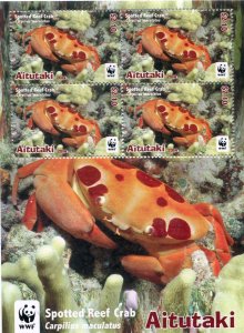 Aitutaki (Cook Islands) 2014 WWF SPOTTED REEF CRABS Sheet Perforated Mint (NH)