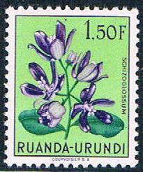 Ruanda Urundi 124 Unused Flower Schizoglossum 1953 (R0242)+