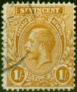 St Vincent 1927 1s Ochre SG138a Fine Used (2)