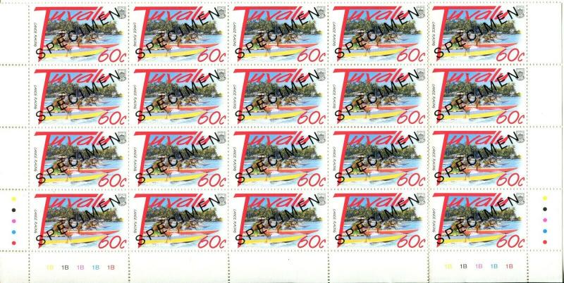 TUVALU Local Culture 4 Sheets Blocks Stamps Postage Collection SPECIMEN MINT NH