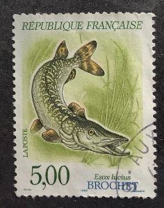 France 1990 Scott 2230 used - 5.00fr,  Fish, Northern Pike, Brochet