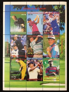 Turkmenistan Sport Golf Sheets MNH x 10 EP287