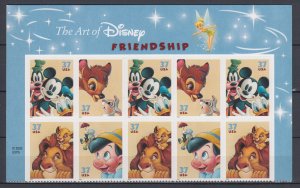 (S) USA Sc#3865-68 The Art of Disney Friendship  Partial Sheet of 10 Stamps MNH