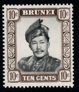 BRUNEI SG124ab 1971 10c GREY & PALE-BROWN GLAZED PAPER MTD MINT