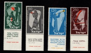 Israel -  #100 - 103 Jewish New Year set/4 w/Tabs - MNH