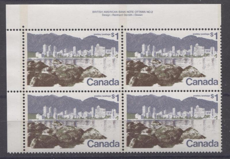 Canada #599aiv $1 Vancouver P.13.3 Agate Rocks MF Paper Type 2 UL VF-80 NH