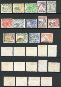 St Kitts Nevis SG106a/17b QEII 1954-63 Part Set of 14 Used