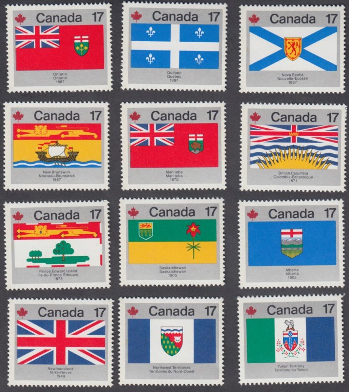Canada - #821-832 - Provincial & Territorial Flags - Set of 12 - MNH