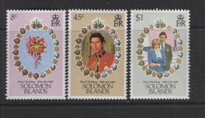 Solomon Islands #450-52 (1981 Royal Wedding set) VFMNH CV $1.25