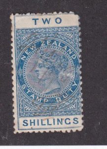 NEW ZEALAND # AR1 VF-2sh STAMP DUTY VERY LIGHT USED BUT MH CAT VALUE $20