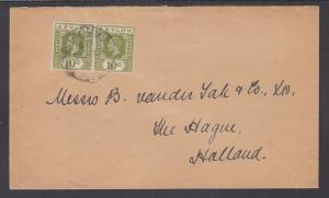 Ceylon, 10c olive green, Die I, on Cover to Holland