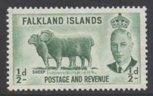 Falkland Islands Scott 107 - SG172, 1952 George VI 1/2d MH*