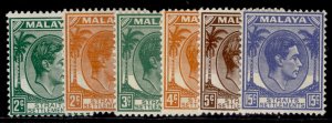 MALAYSIA - Straits GVI SG293-298, 1937-41 DIE II set, LH MINT. Cat £227.