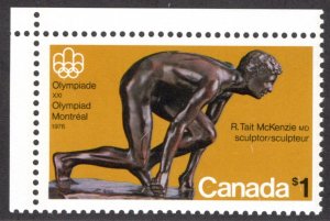 657i, Scott, Dull Paper, $1, The Sprinter, 1976 Olympics, Canada Postal Stamps