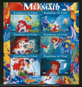 CHAD 2022  LITTLE MERMAID  SHEET OF 6 MINT NEVER HINGED 