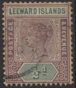 Leeward Islands Sc. #1 (used) ½p Queen Victoria, lilac & green (1890)