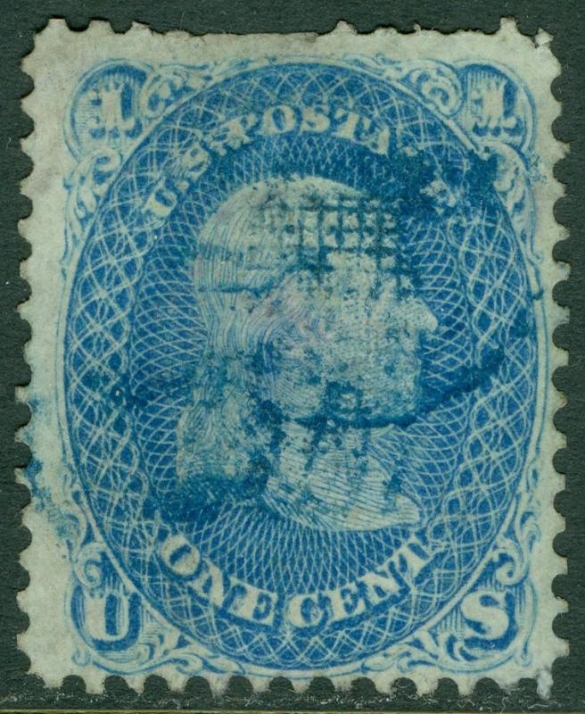 EDW1949SELL : USA 1868 Sc #92 Used. Blue cancel. Nice stamp. PSAG Cert Cat $495