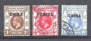 Great Britain China overprint Scott # 17, 19, 22 Used