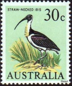 Australia 1966 Sc#411, SG#397 30cStraw Neck Ibis, Birds MNH.