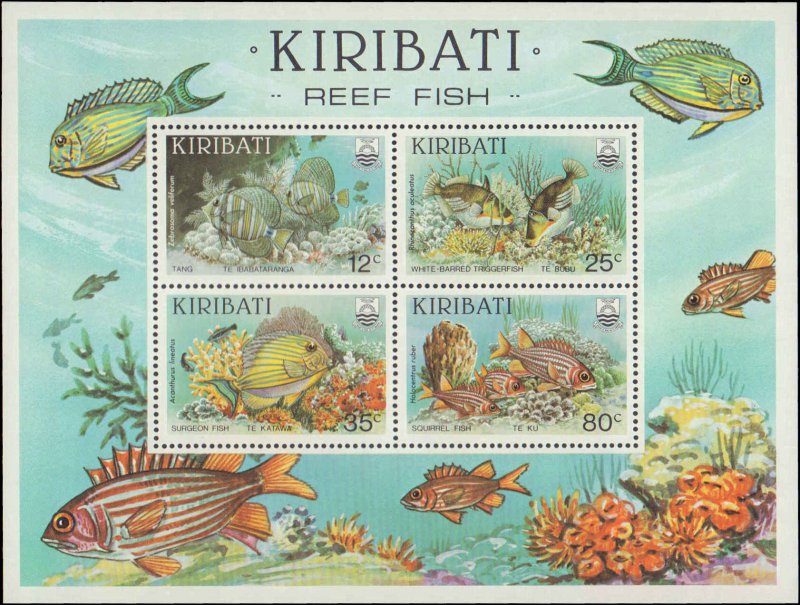 1985 Kiribati #452-455a, Complete Set(5), Never Hinged