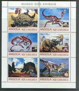 Angola 2000 Dinosaurs sheetlet containing set of 6 values...