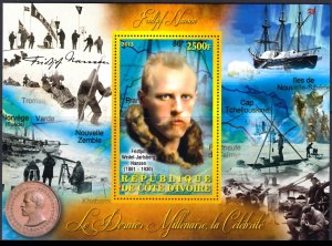 IVORY COAST 2013 NANSEN POLAR EXPLORERS ARCTIC SHIP FRAM [#13200]