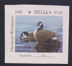 State Hunting/Fishing Revenues - MI - 1988 Duck Stamp - MI-13 - MNH