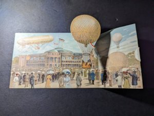 1909 Germany Zeppelin Mechanical Pop Up Postcard Cover Stamp Exhibition 2
