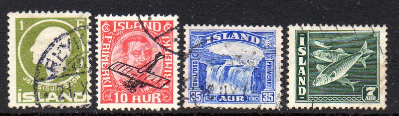 ICELAND. Sigurdsson. 1aur. Overprint 10aur. Gullfoss 35aur. Fish 7aur.