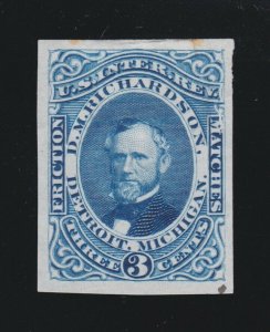 US RO157P3 3c D.M Richardson Match Proof on India Paper SCV $80