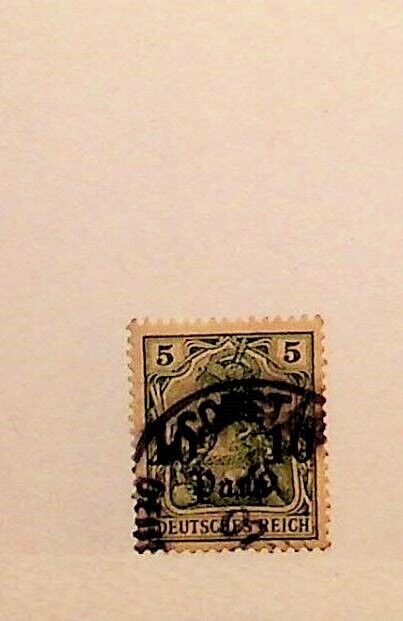GERMAN OFFICES IN TURKEY Sc 31 USED ISSUE OF 1905 - 1p ON 5pf